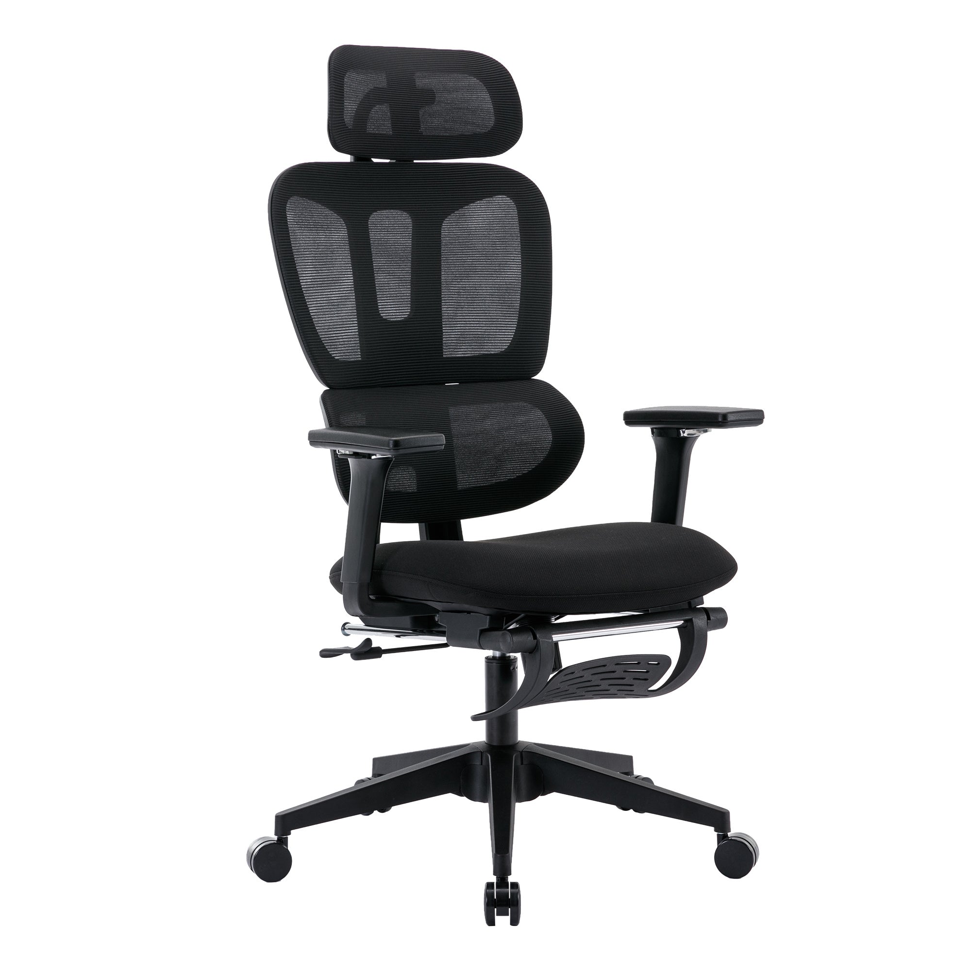 Multi-functional Ergonomic Mesh Office Chair with Adjustable Armrest,Footrest,Lumbar Support, 360°  Silent Wheels,Headrest for Home & Office