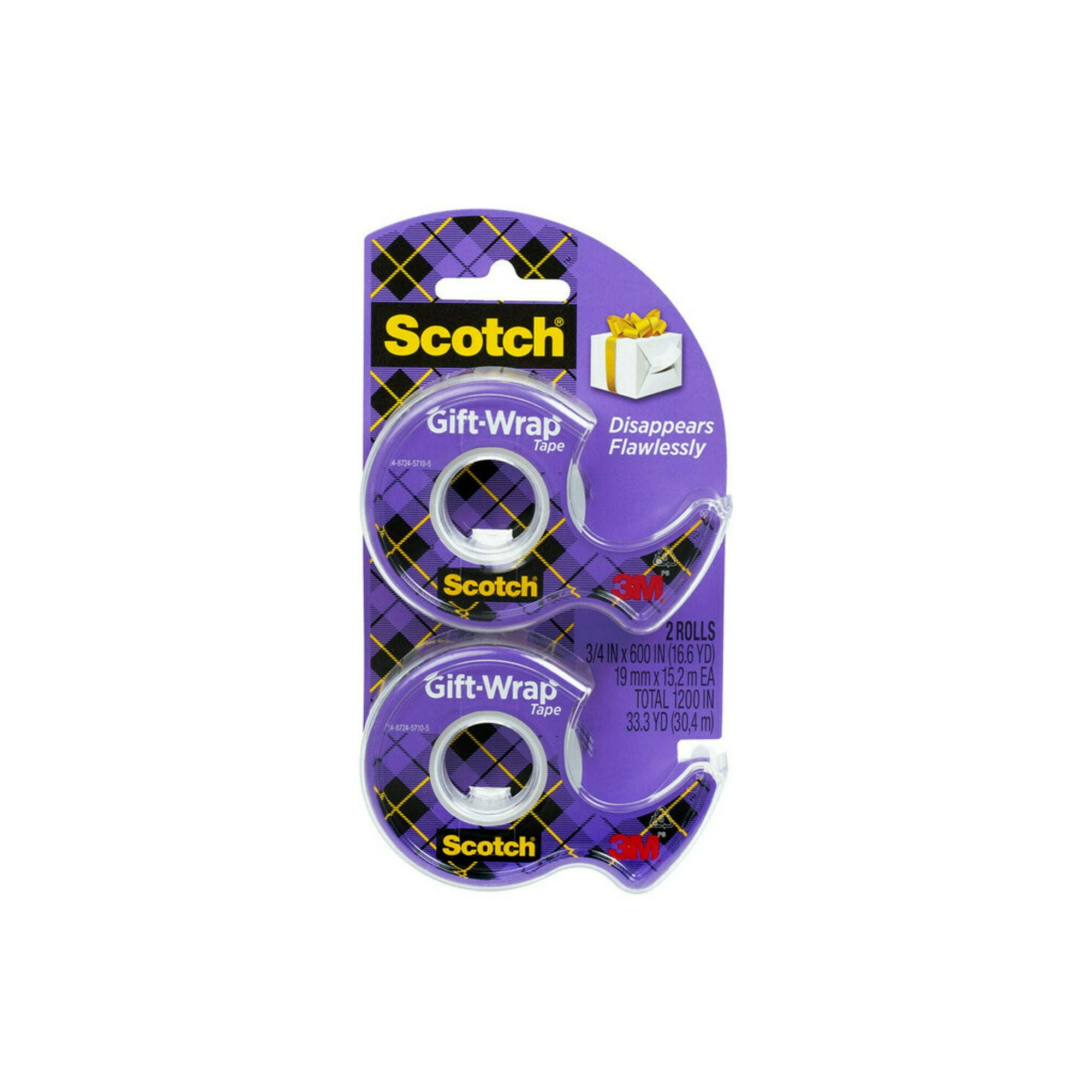 Scotch Gift Wrap Tape, 3/4 in. x 600 in., 2 Dispensers