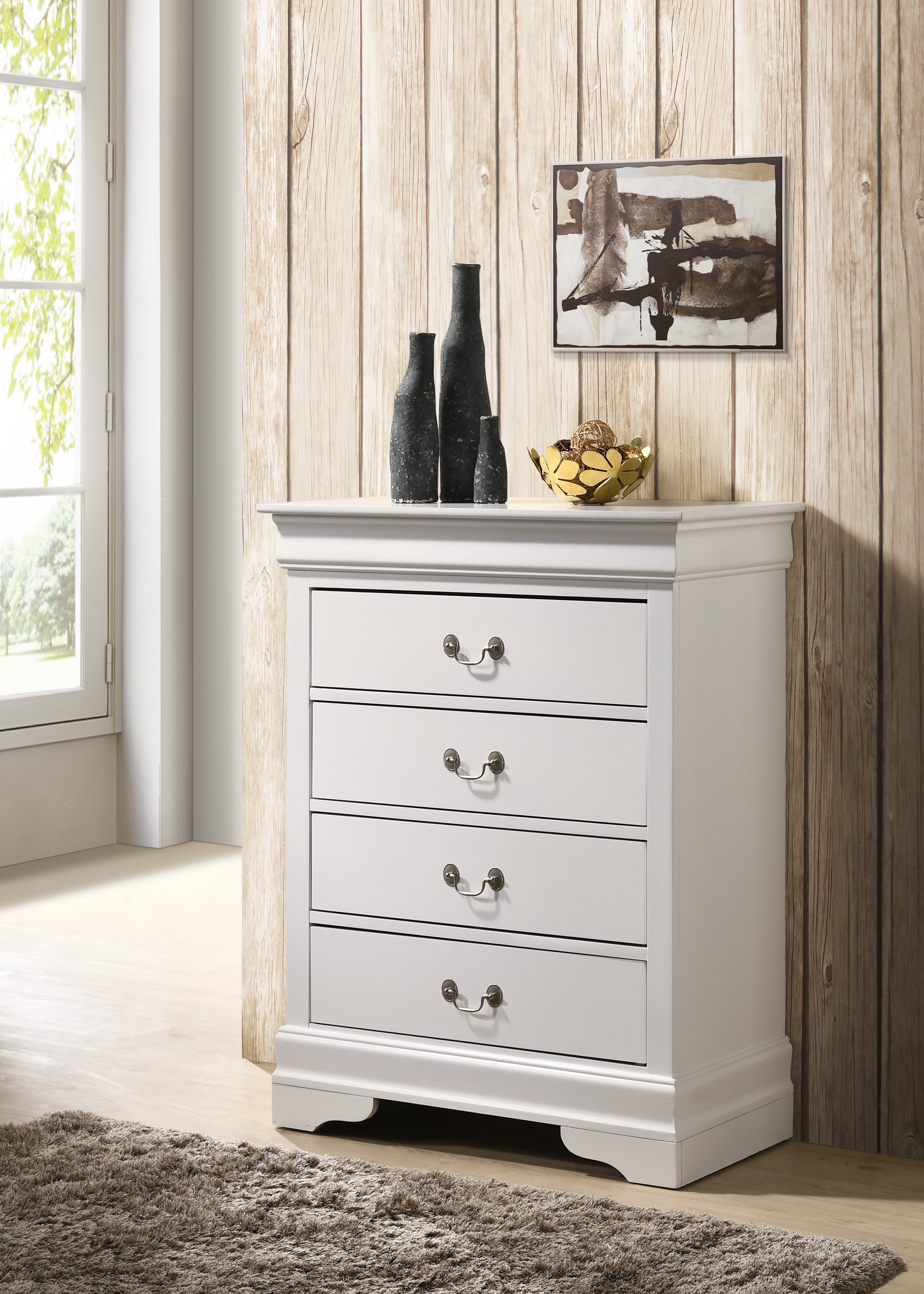 Glory Furniture Louis Phillipe G3190-BC 4 Drawer Chest , White