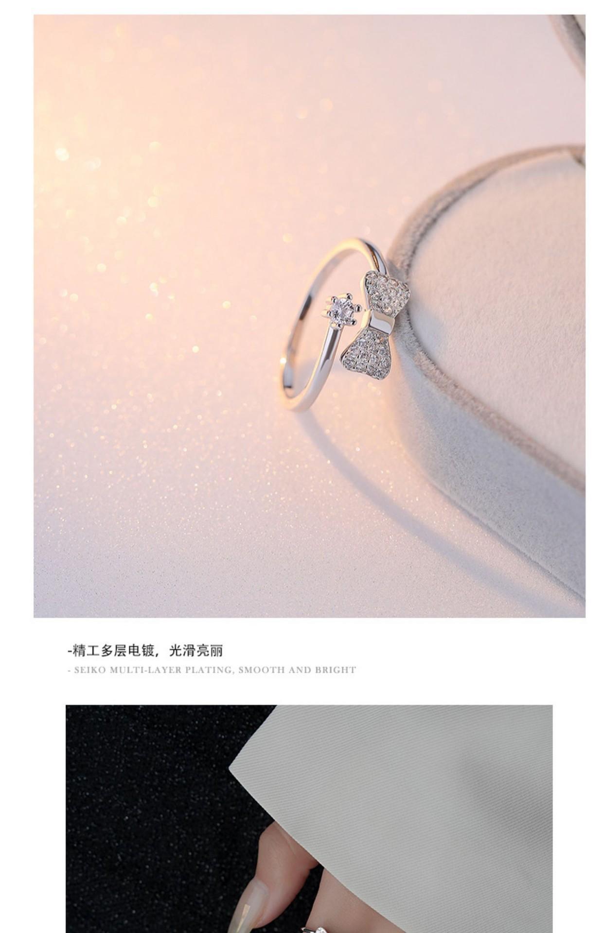 Bow knot ring female niche design sweet advanced sense index finger tail ring 2023