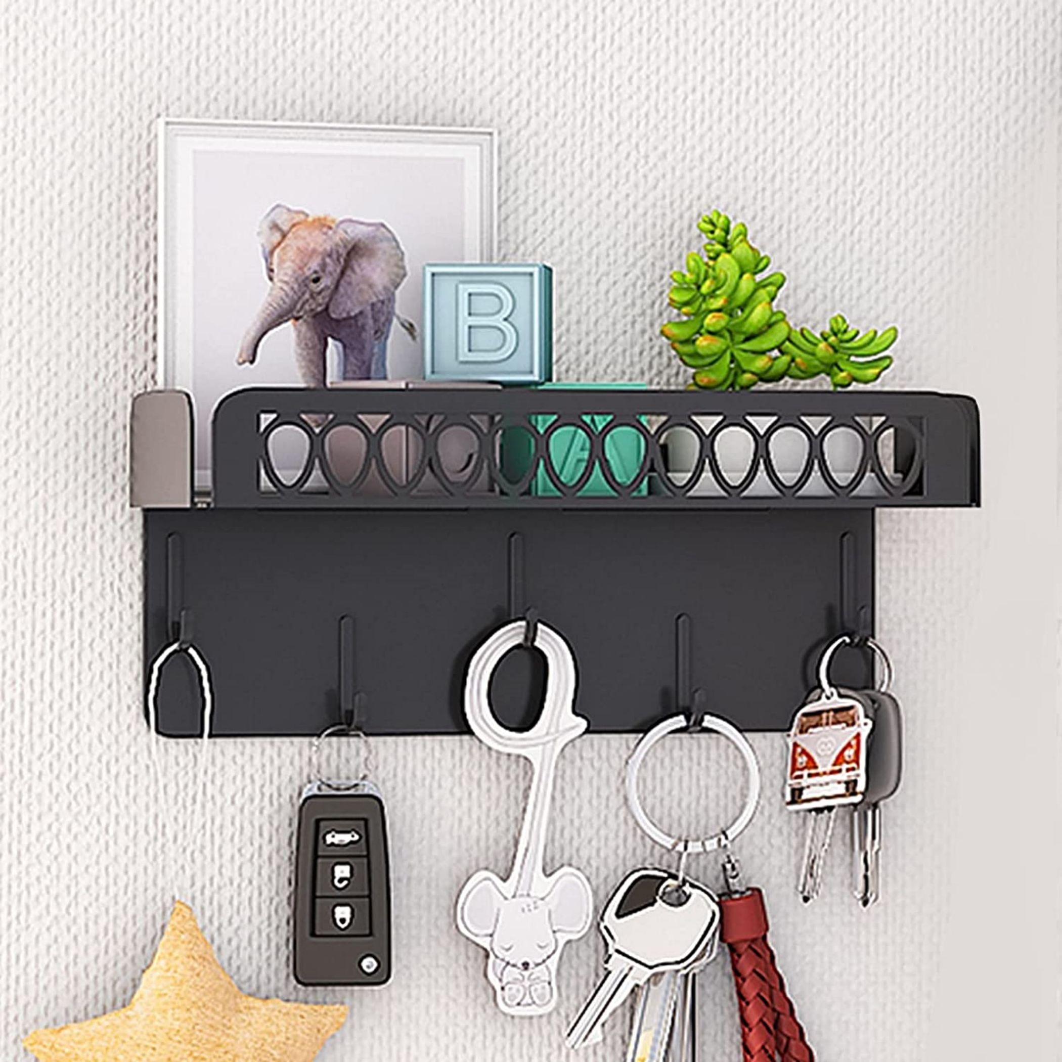 Key Hook Holder, Mail Manager And Kitchen Storage For Wall Decoration With 5 Key Hooks