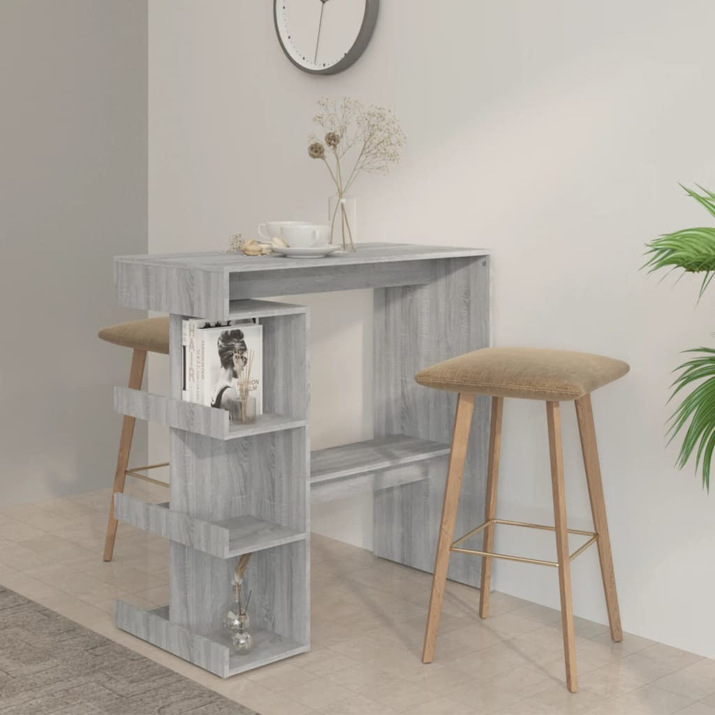 Bar Table with Storage Rack Gray Sonoma 39.4"x19.7"x40"