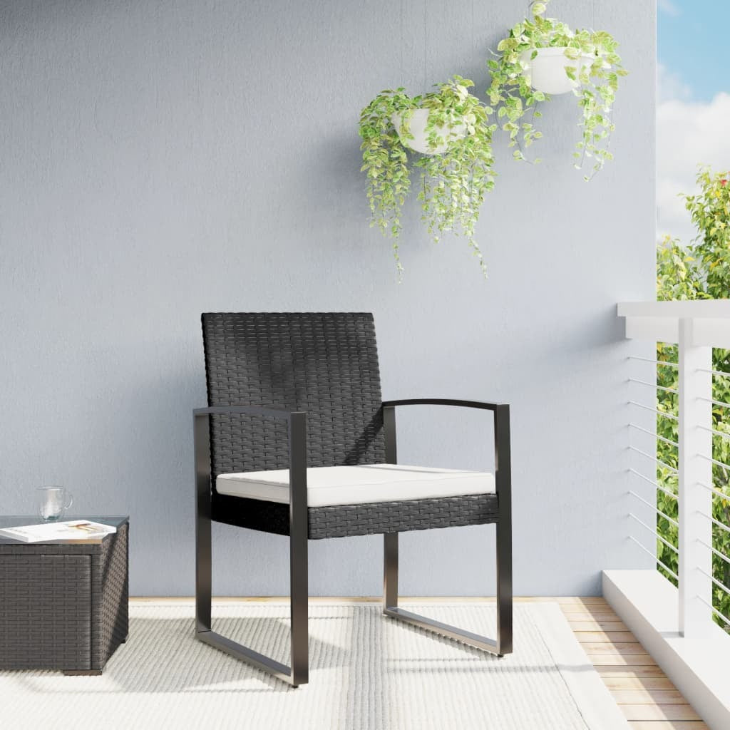 Patio Dining Chairs 2 pcs Black PP Rattan