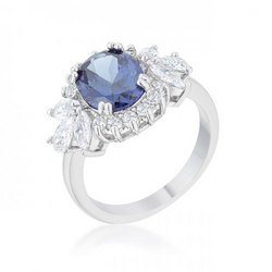 Krizia 4.2ct Tanzanite Cz Rhodium Classic Ring (size: 07)