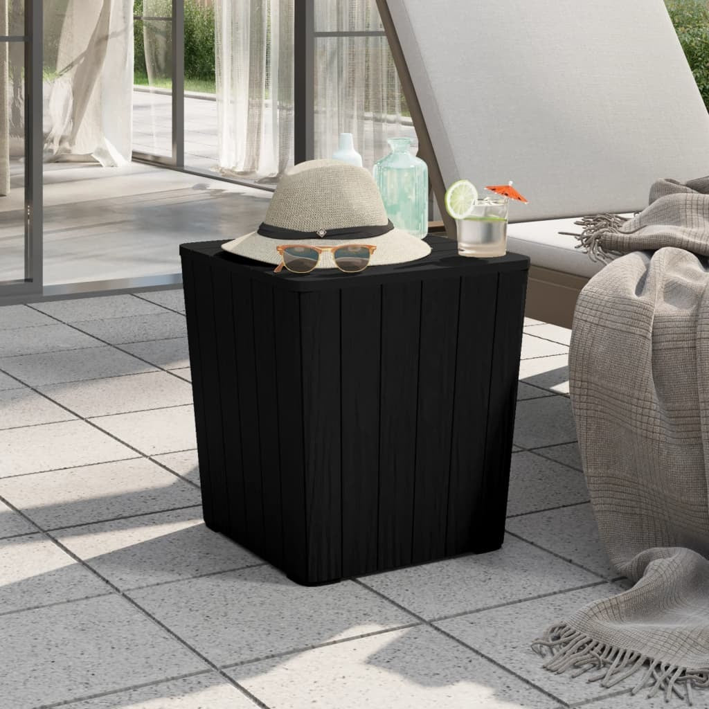 Patio Table with Removable Lid Black Polypropylene