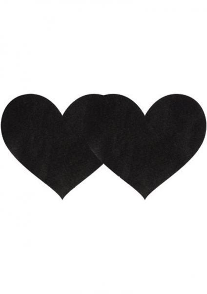 Pasties Black Satin Heart 2 Pack