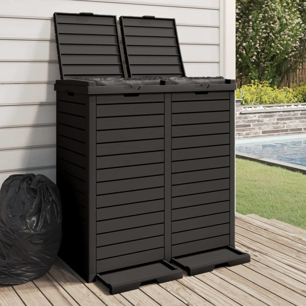 Outdoor Garbage Bin Black 30.7"x16.1"x33.9" Polypropylene