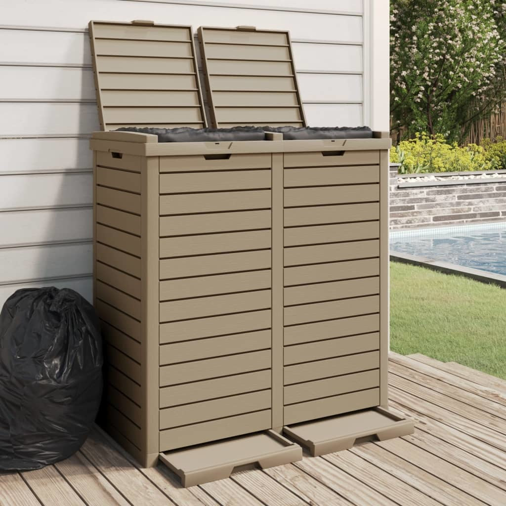 Outdoor Garbage Bin Light Brown 30.7"x16.1"x33.9" Polypropylene