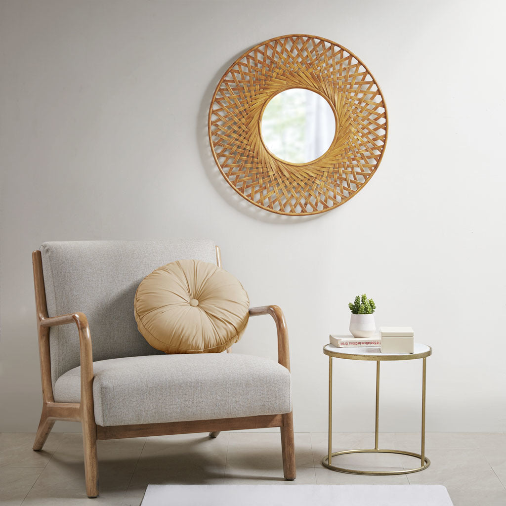 Round Bamboo Wall Decor Mirror