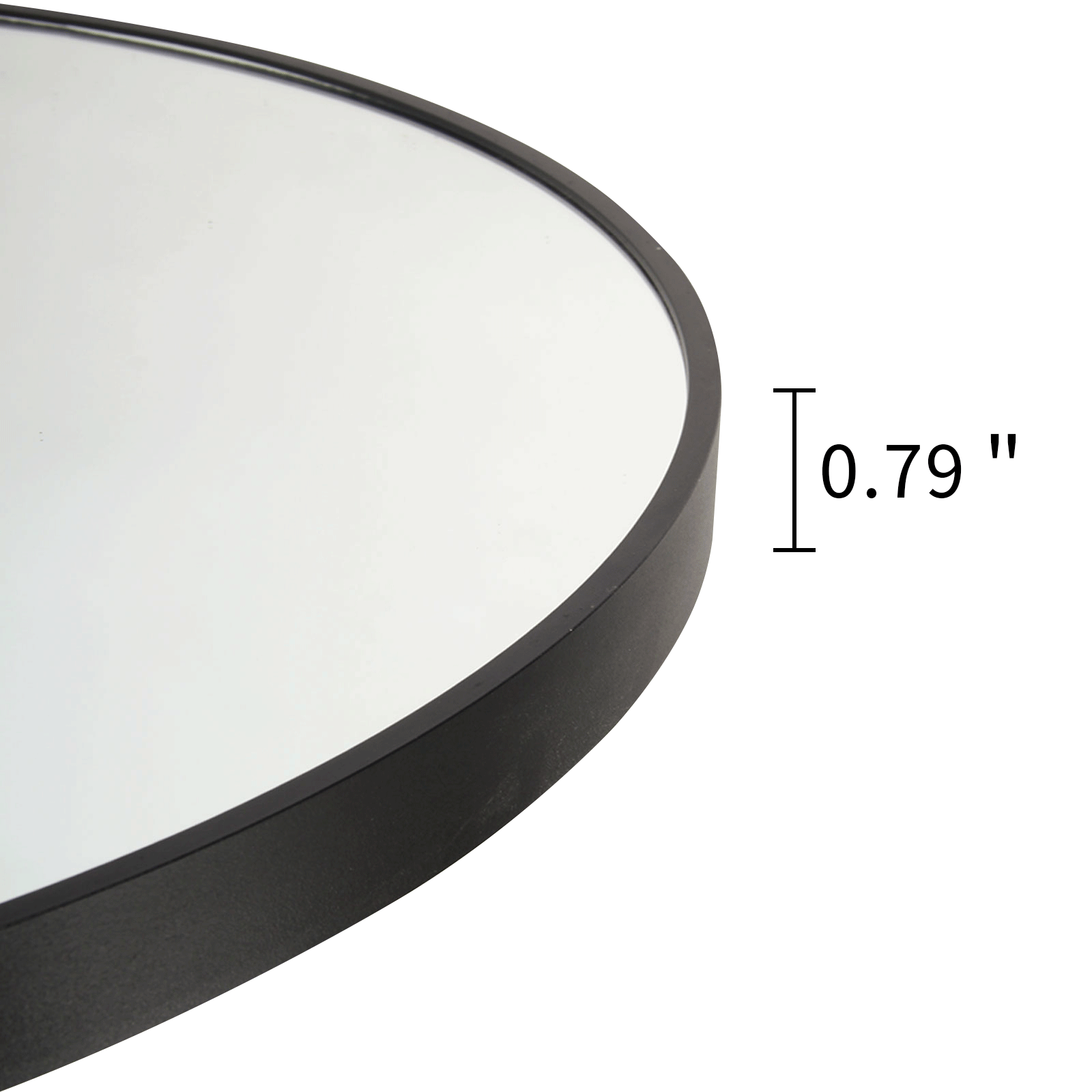 30inc Round mirror with matte black border