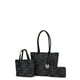 MKF Collection Lady 3Pcs Tote Bag, Pouch & Wallet Purse Set for Women's, Faux Leather Top-Handle Shoulder Handbag – Black