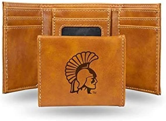 College Rico Industries Winona State Laser Engraved Brown Tri-Fold Wallet - Men's Accessory