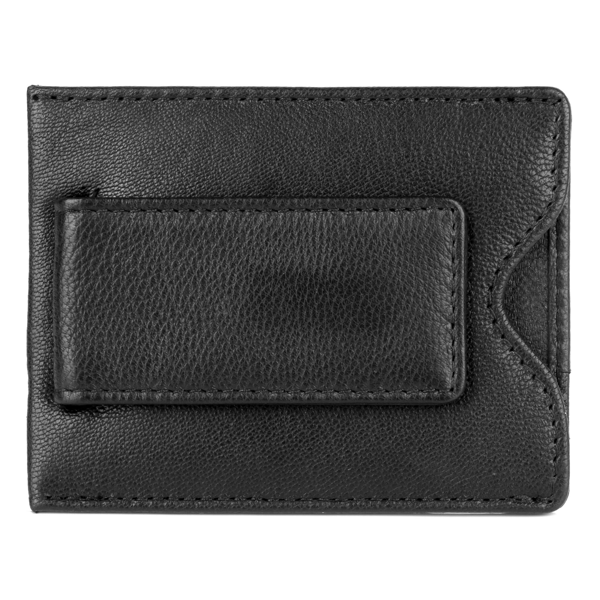 J. Buxton Men's Emblem Front Pocket Magnetic Money Clip Leather, Black