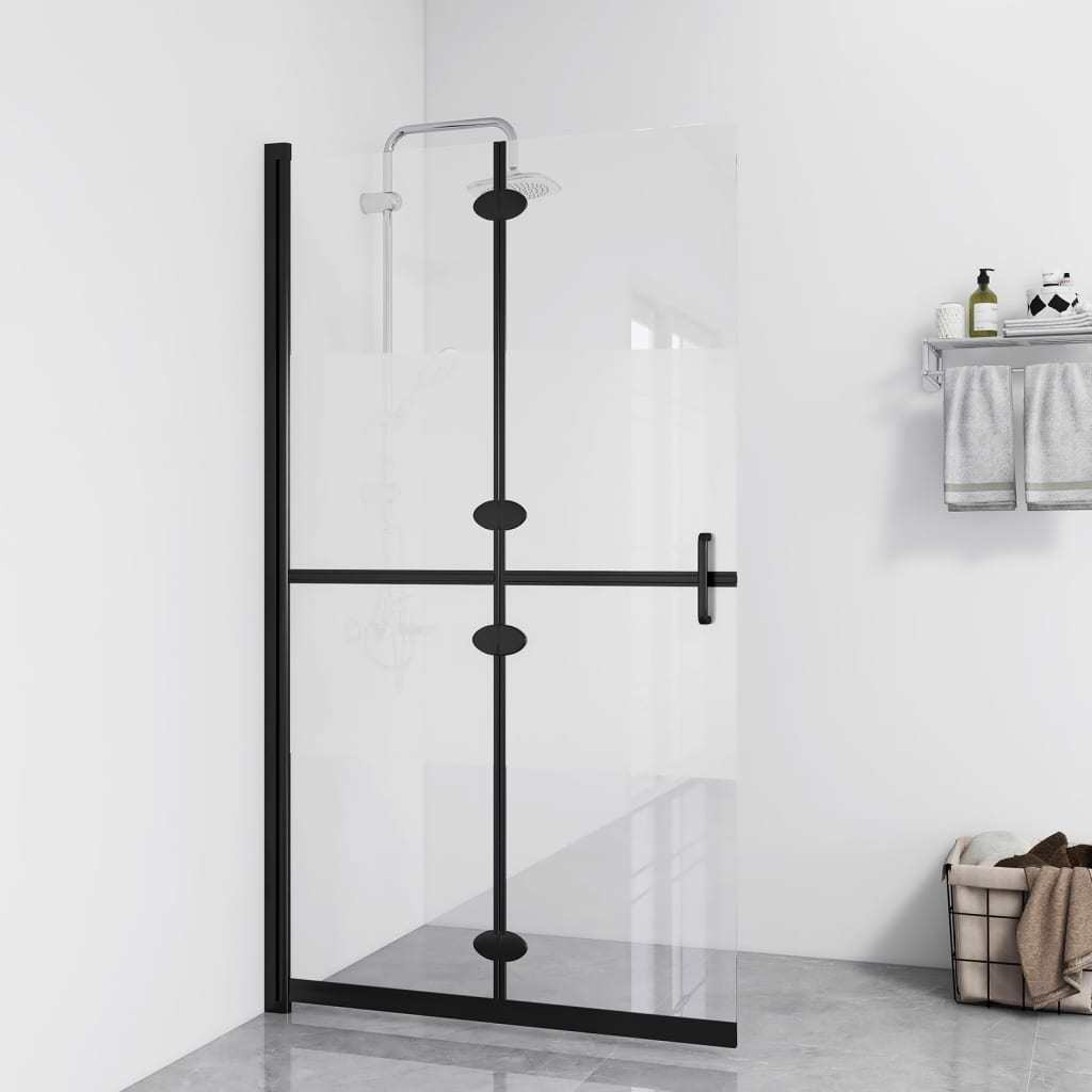 Foldable Walk-in Shower Wall Half Frosted ESG Glass 39.4"x74.8"