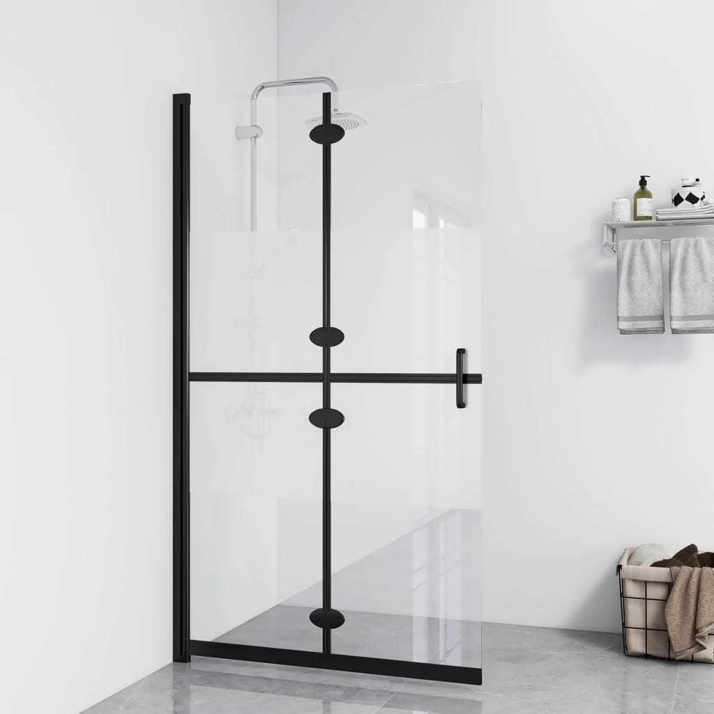 Foldable Walk-in Shower Wall Half Frosted ESG Glass 31.5"x74.8"