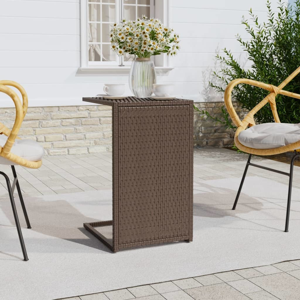 C Table Brown 15.7"x13.8"x23.6" Poly Rattan