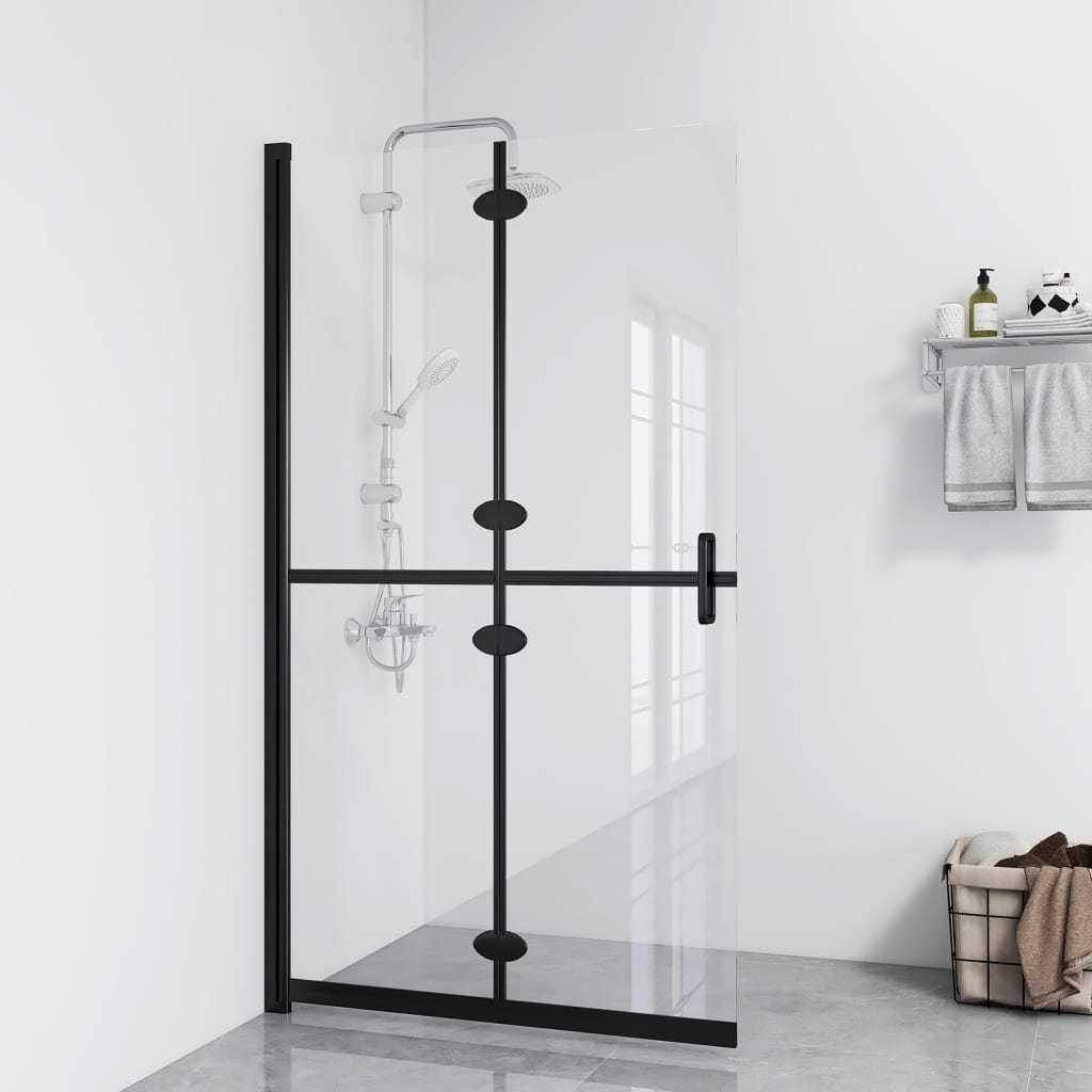 Foldable Walk-in Shower Wall Transparent ESG Glass 35.4"x74.8"