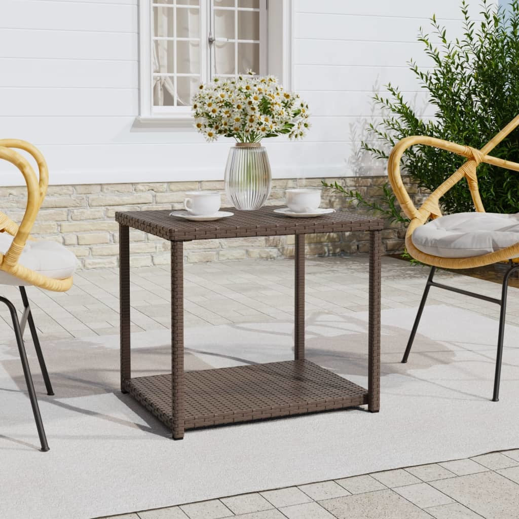 Side Table Brown 21.7"x17.7"x19.3" Poly Rattan