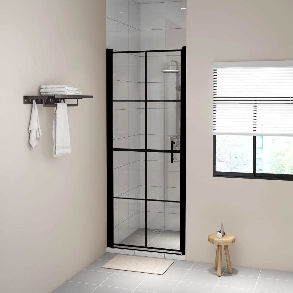 Shower Doors Tempered Glass 31.9"x76.8" Black