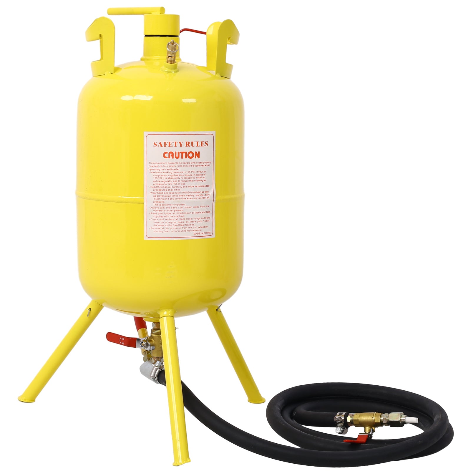 Portable 5-Gallons Air Sand Blaster Handle Sandblasting 5-Gal Air Media Abrasive Blasting Tank w/Blast Gun, yellow