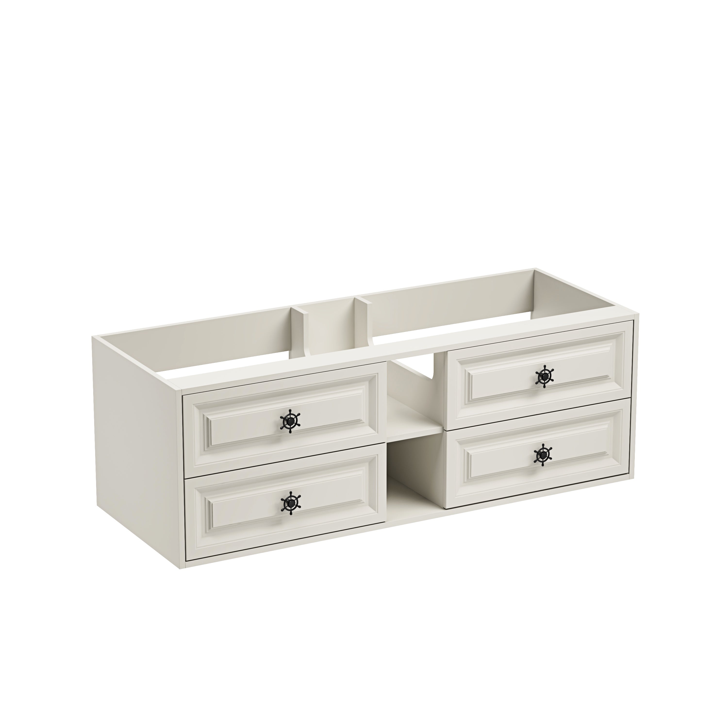 60*23*21in Wall Hung Doulble Sink Bath Vanity Cabinet Only in Bathroom Vanities without Tops