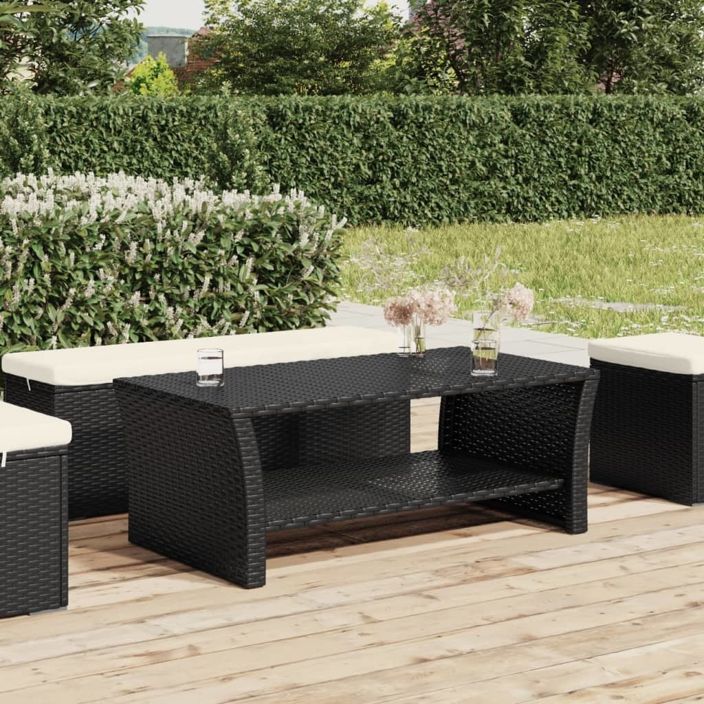 Coffee Table Black 39.4"x19.7"x15.7" Poly Rattan