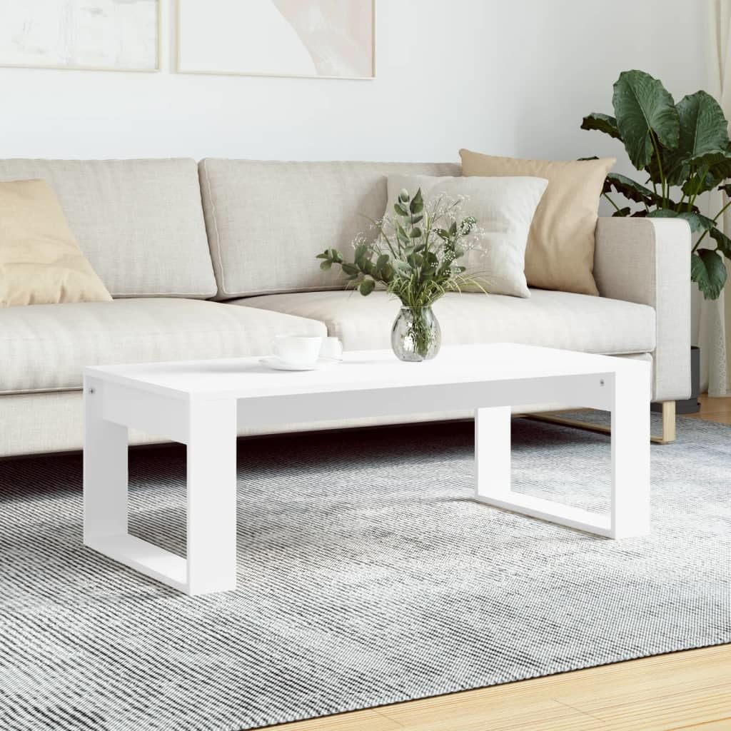 Coffee Table White 40.2"x19.7"x13.8" Engineered Wood