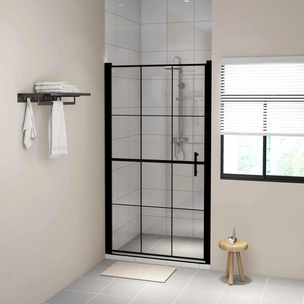 Shower Door Tempered Glass 39.4"x70.1" Black