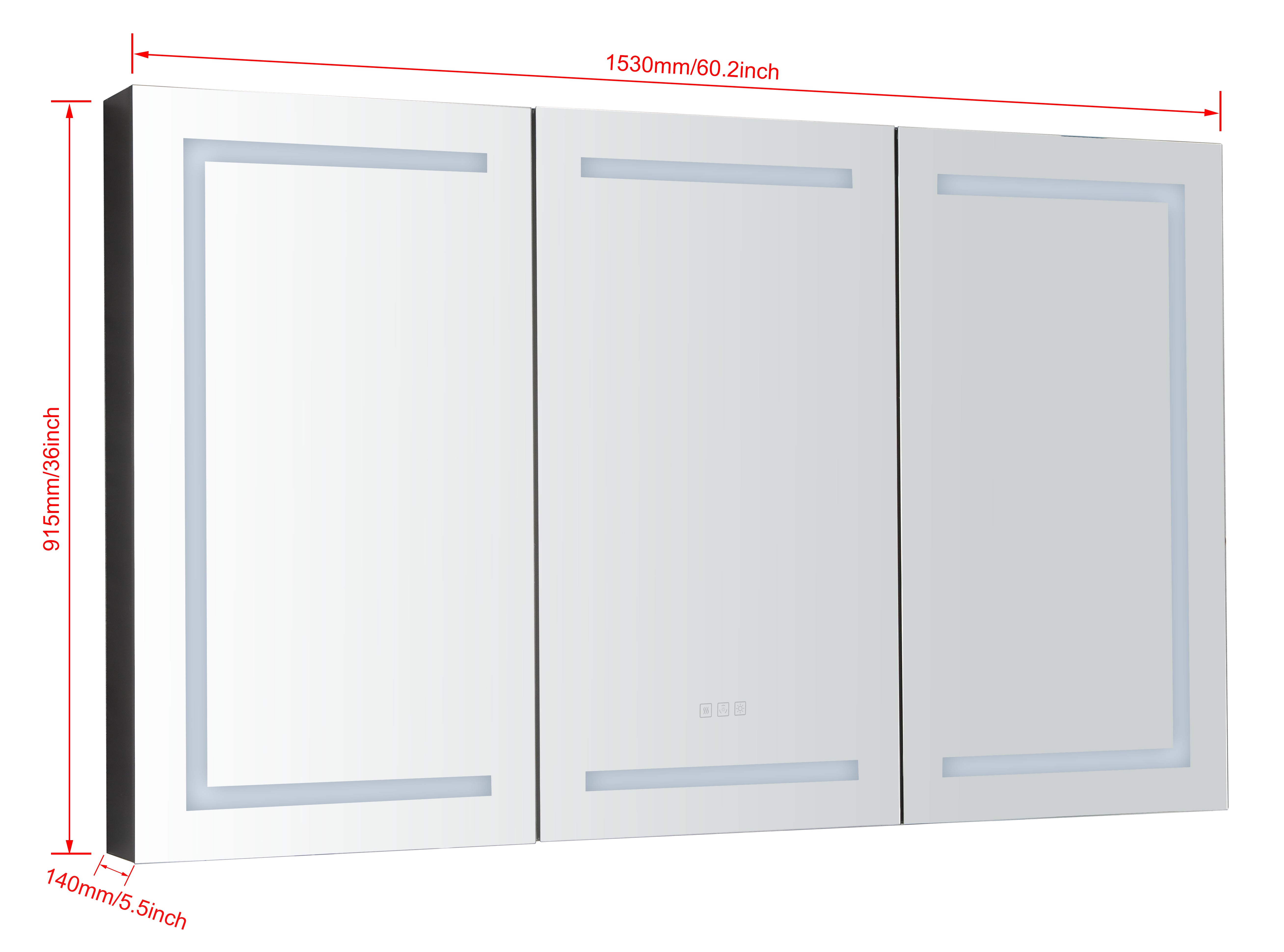 60" x 36" Aluminum Medicine Cabinet with LED-Backlit Mirror