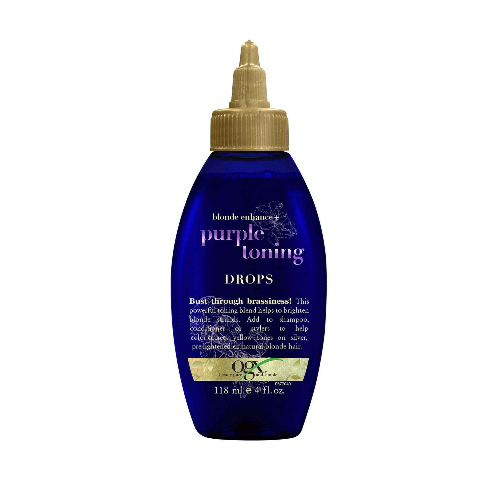 OGX Blonde Enhanced + Purple Toning Drops Pre-Lightened, Natural Blonde Hair Color Protection Keratin Treatment 4 fl oz