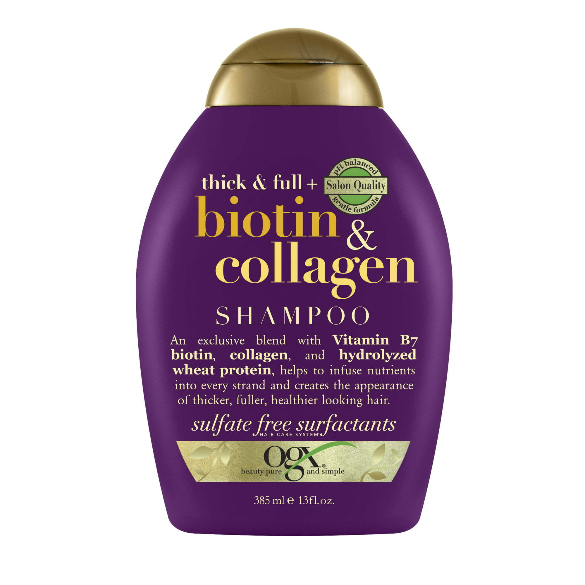 OGX Thick & Full + Biotin & Collagen Shampoo for Thin Hair, Paraben Free, 13 fl oz