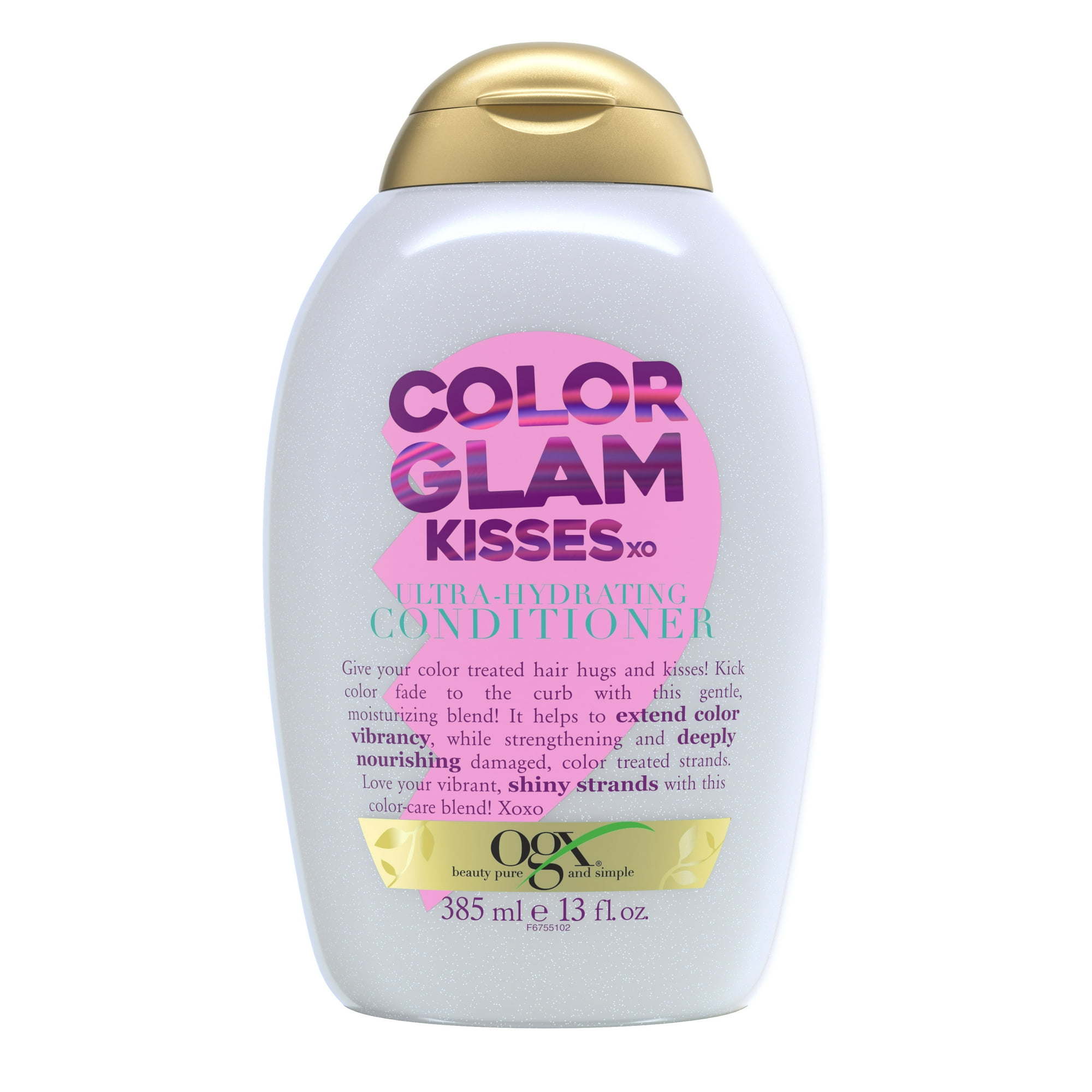 OGX ColorGlam Ultra Hydrating Conditioner for Color-Treated Hair Gentle Sulfate Free Surfactants to Soften & Moisturize Hair Semi-Sweet Scent13 fl oz