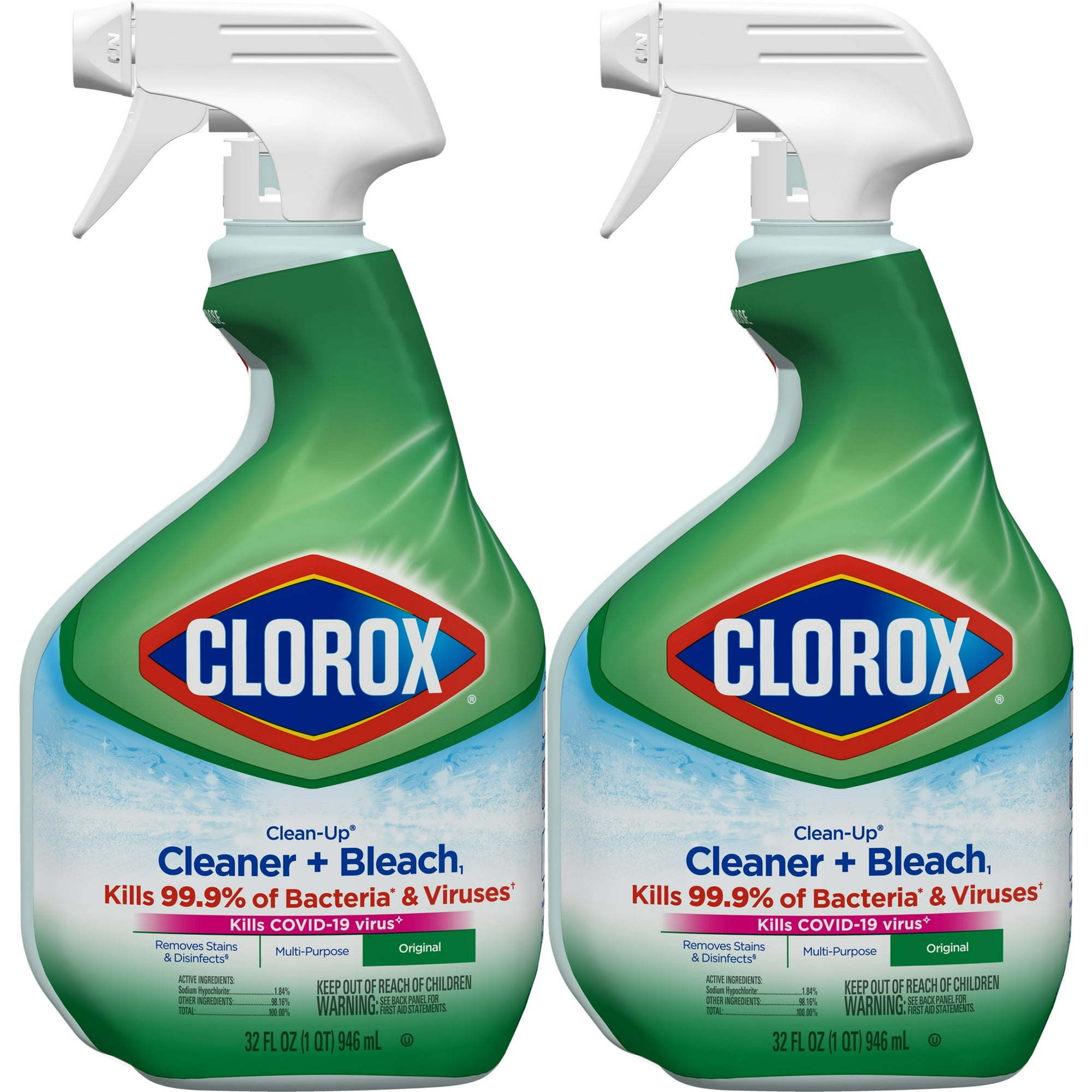 Clorox Clean-Up All Purpose Cleaner with Bleach, Spray Bottle, Original, 32 Fluid Ounces (Pack of 2)