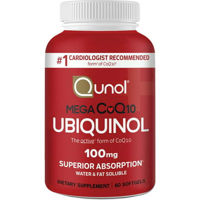 Qunol Mega Ubiquinol CoQ10 Softgels (60 Count) with Superior Absorption, Antioxidant for Heart Health, Active Form of Coenzyme Q10, 100mg Supplement