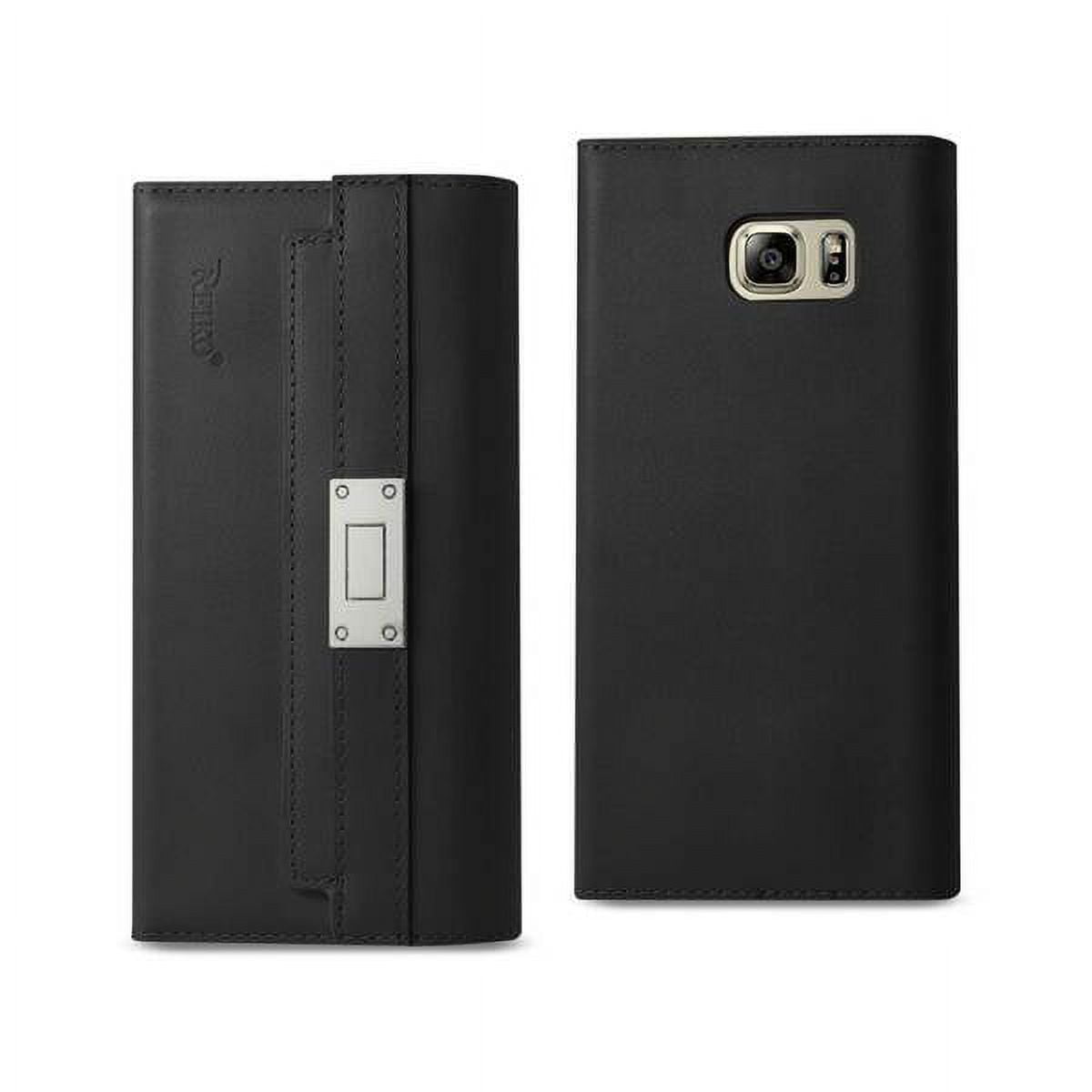 Samsung Galaxy Note 5 Genuine Leather Rfid Wallet Case And Metal Buckle Belt In Black