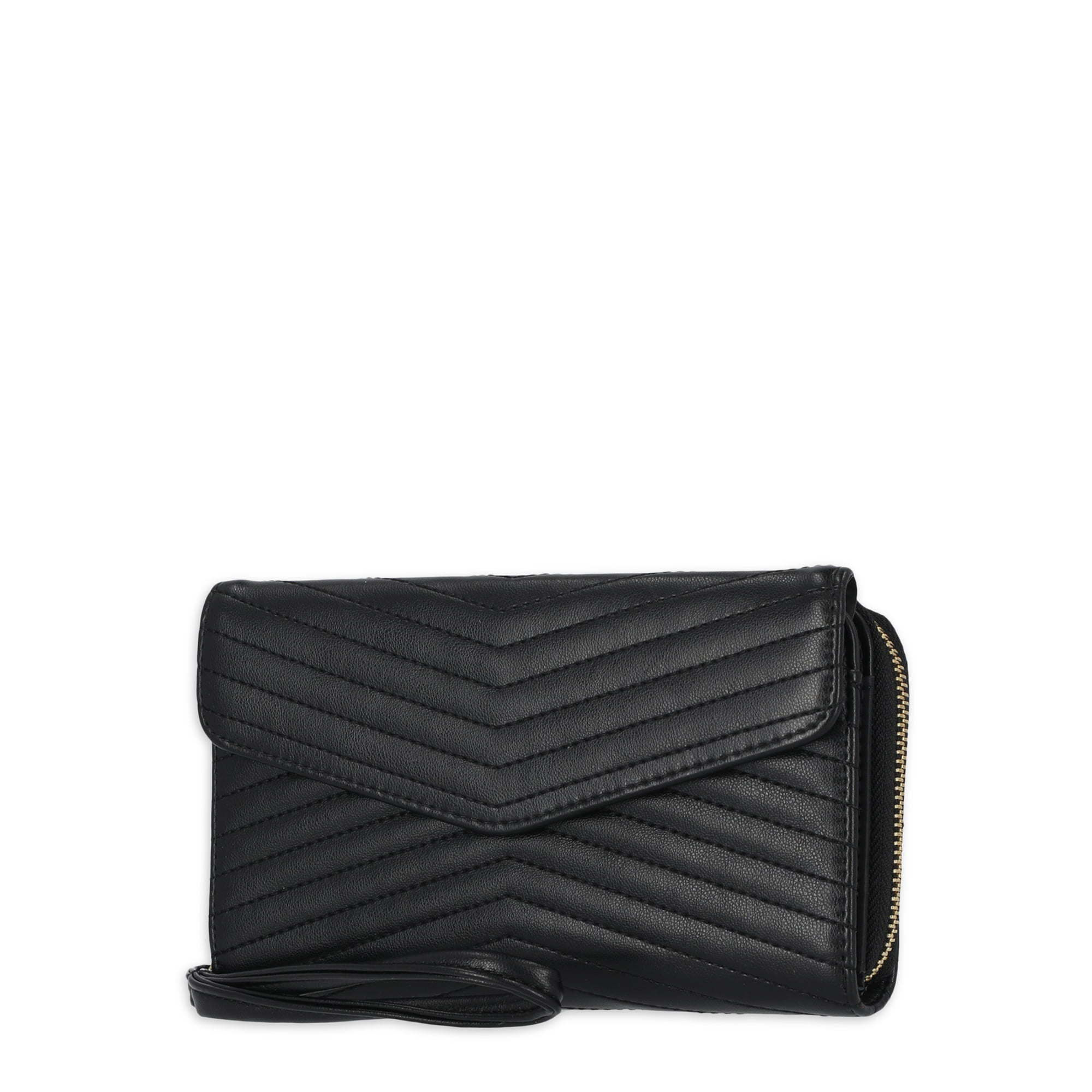 Time and Tru Women's Ainsley Bulk Clutch Wallet Vinyl Solid Black