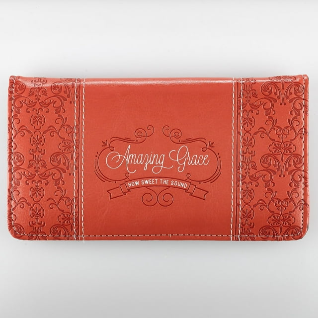 Amazing Grace Coral Faux Leather Checkbook Cover