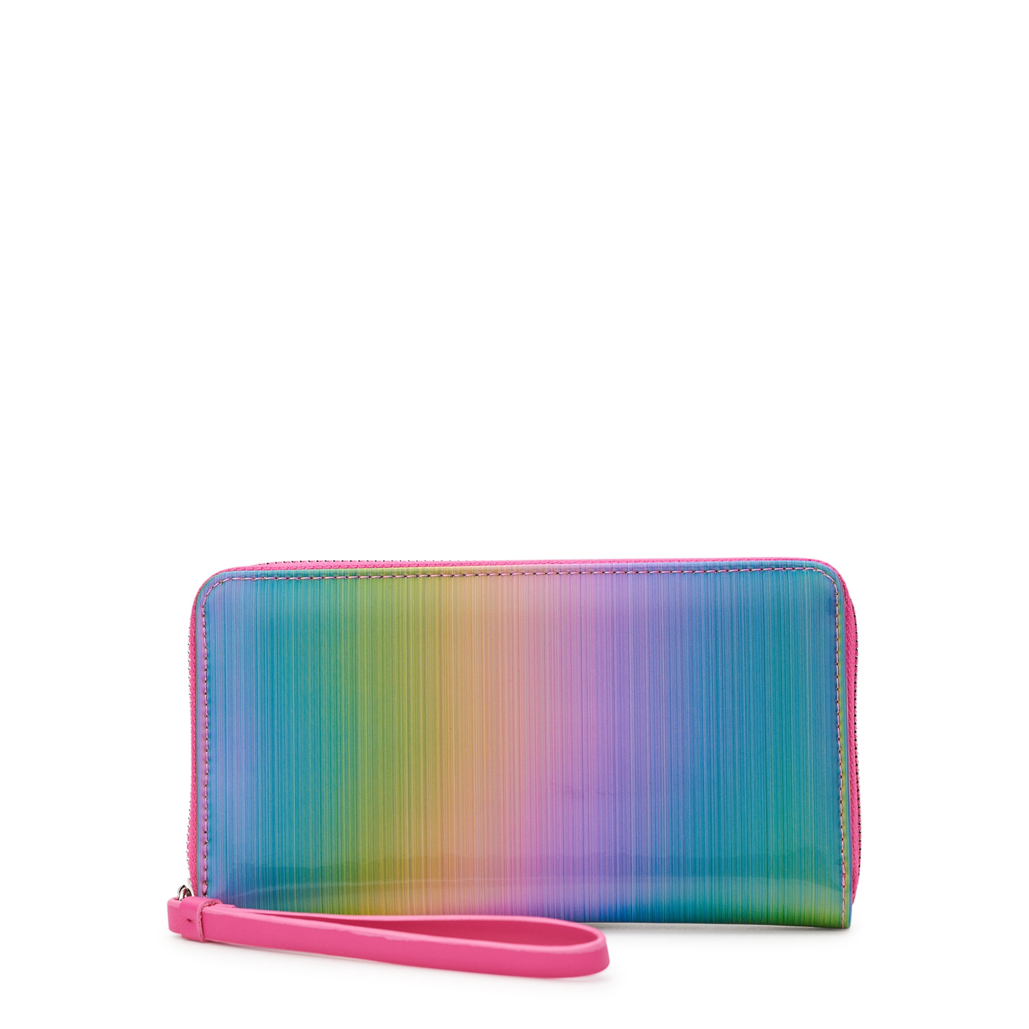 No Boundaries Women's Iridescent Rainbow Vinyl Wristlet