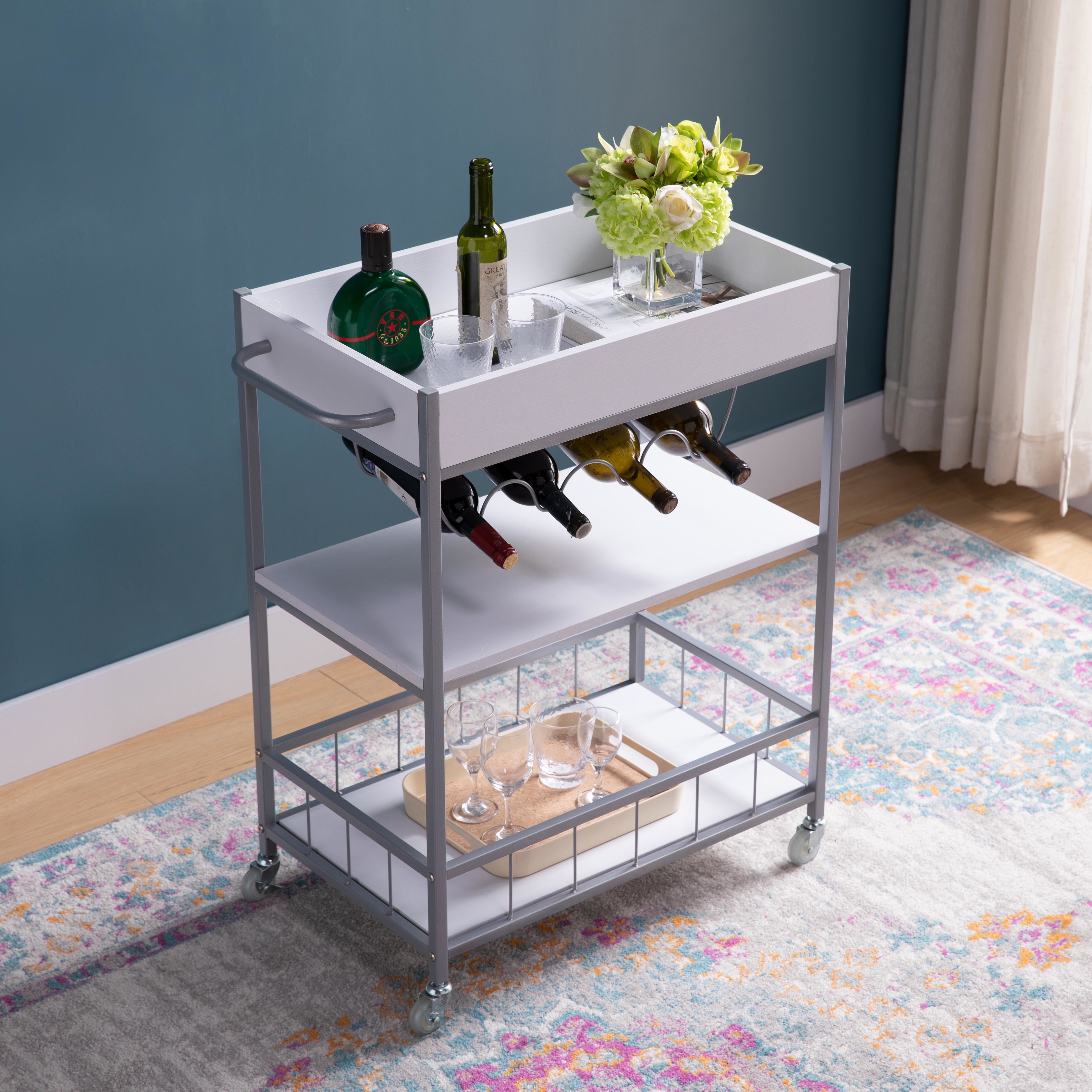 ID USA 223088 Kitchen Cart White & Silver