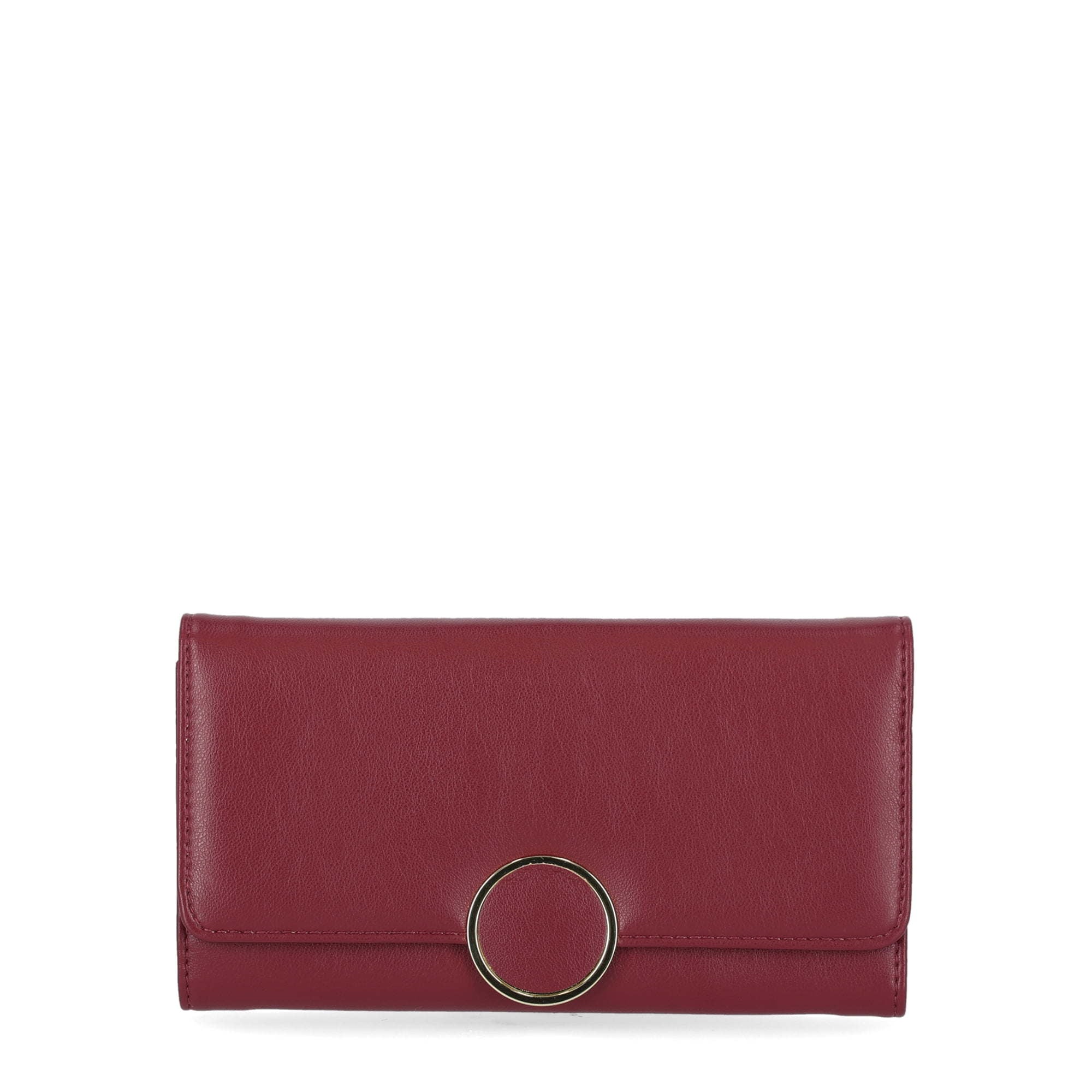 Time and Tru Women's Piper Clutch Wallet Vinyl Solid Maroon