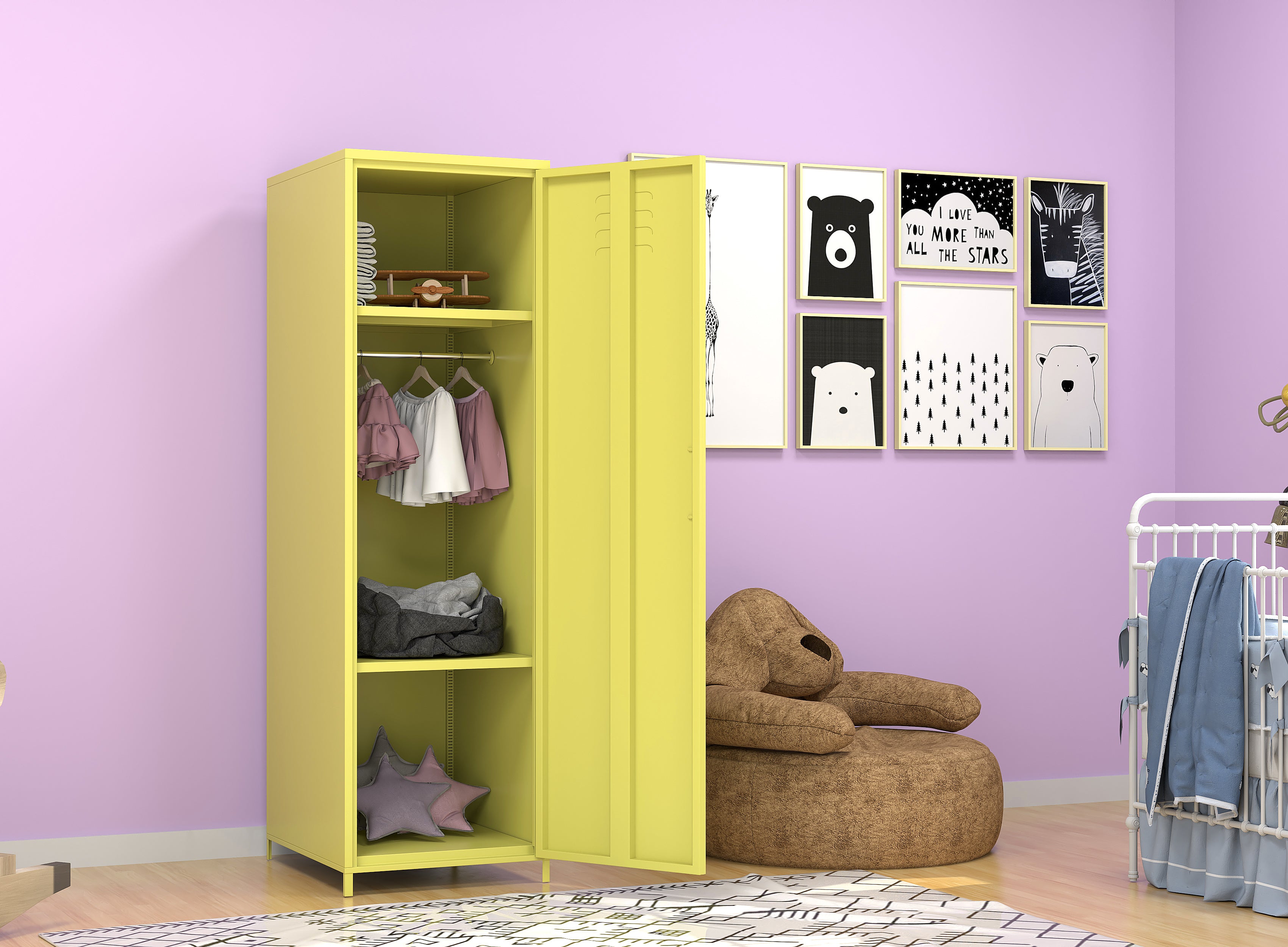one door yellow Steel storage cabinet
