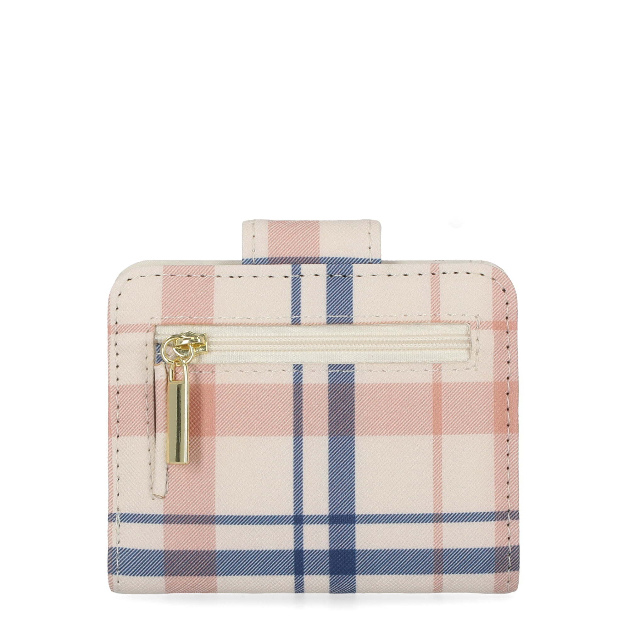 Time and Tru Women's Sharon Two fold Wallet Vinyl Plaid Print