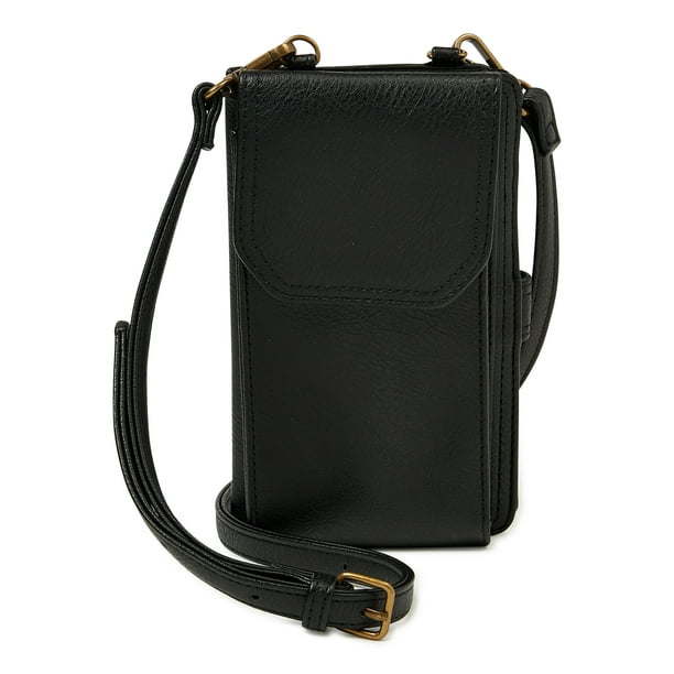 Time and Tru Women's Natalie Phone Case Cellie Wallet on a String Black