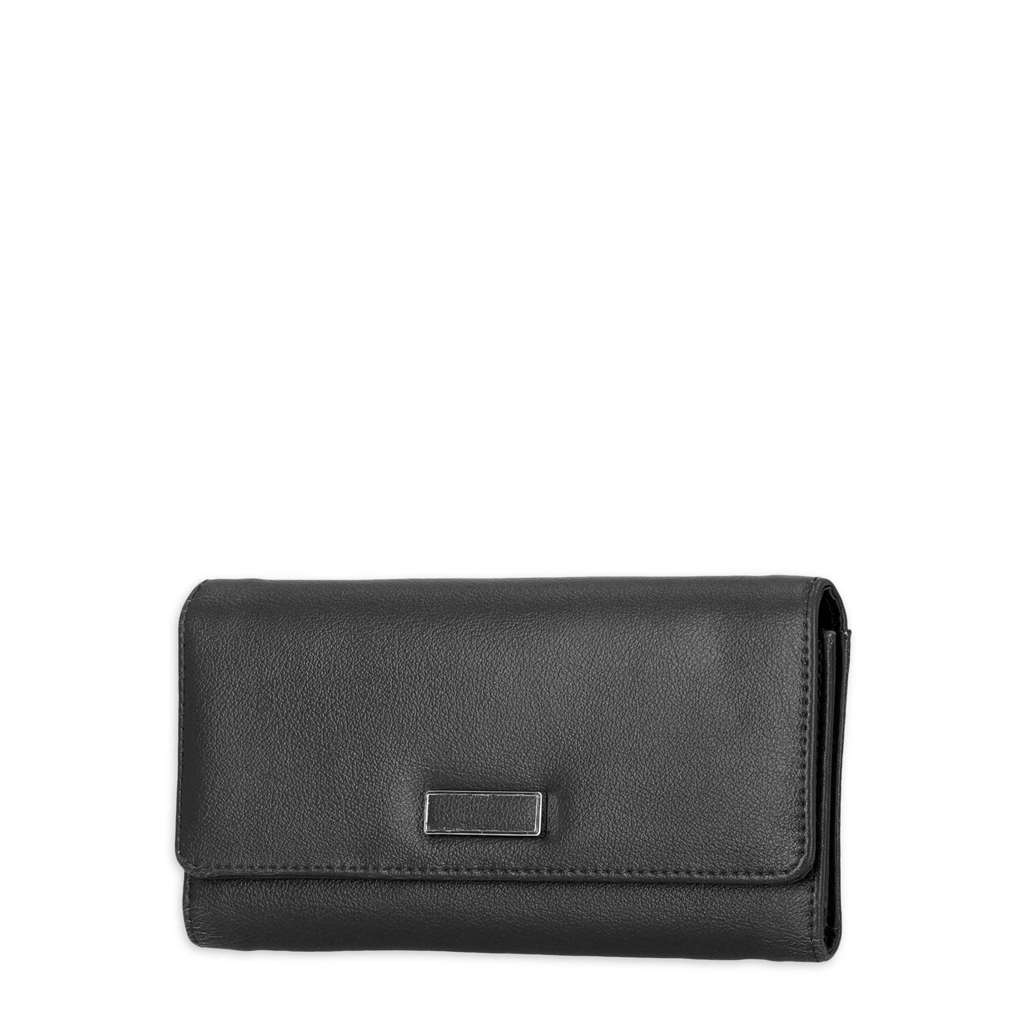 Time and Tru Women's Piper File Master Wallet Vinyl Solid Black