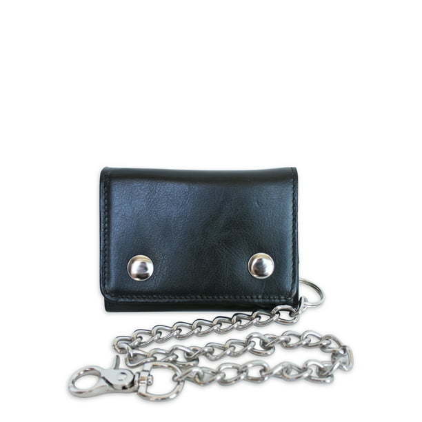 No Boundaries Men's Two Snap Chain Wallet Black