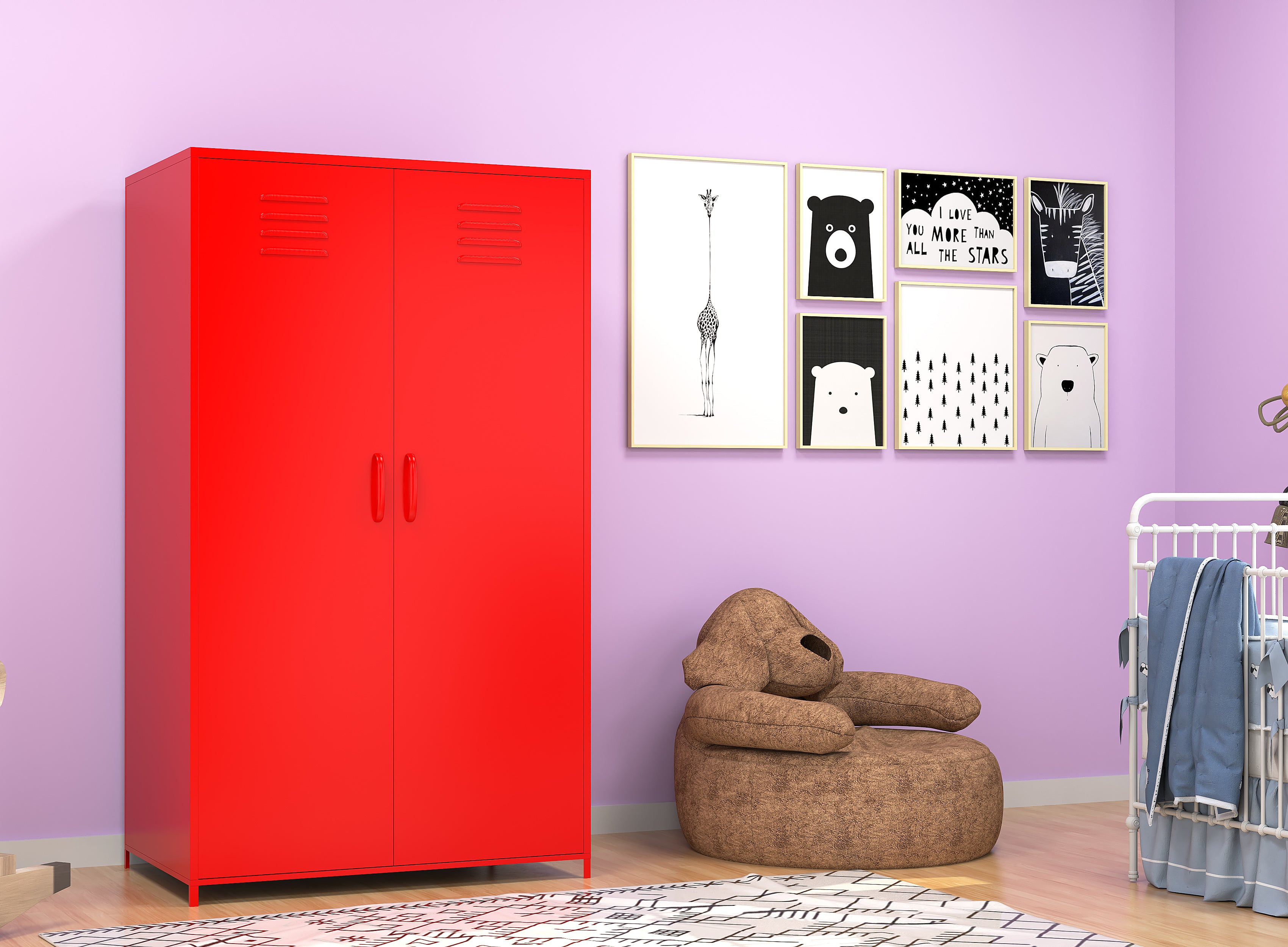 red Steel storage cabinet