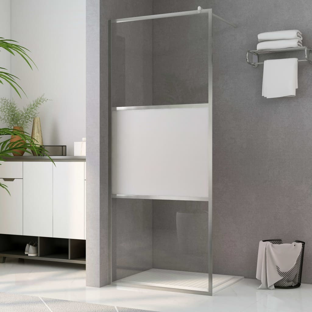 Walk-in Shower Wall with Half Frosted ESG Glass 31.5"x76.8"