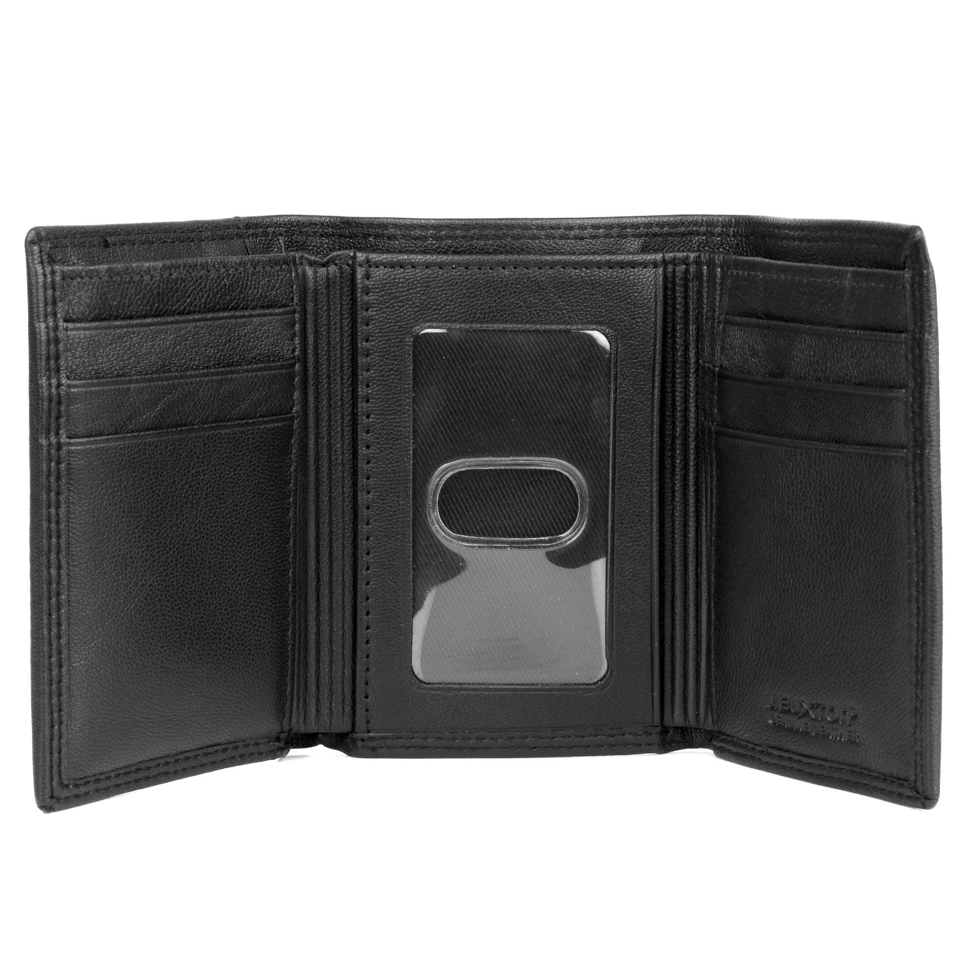 J. Buxton Men's Emblem ID Three-Fold Leather, Black