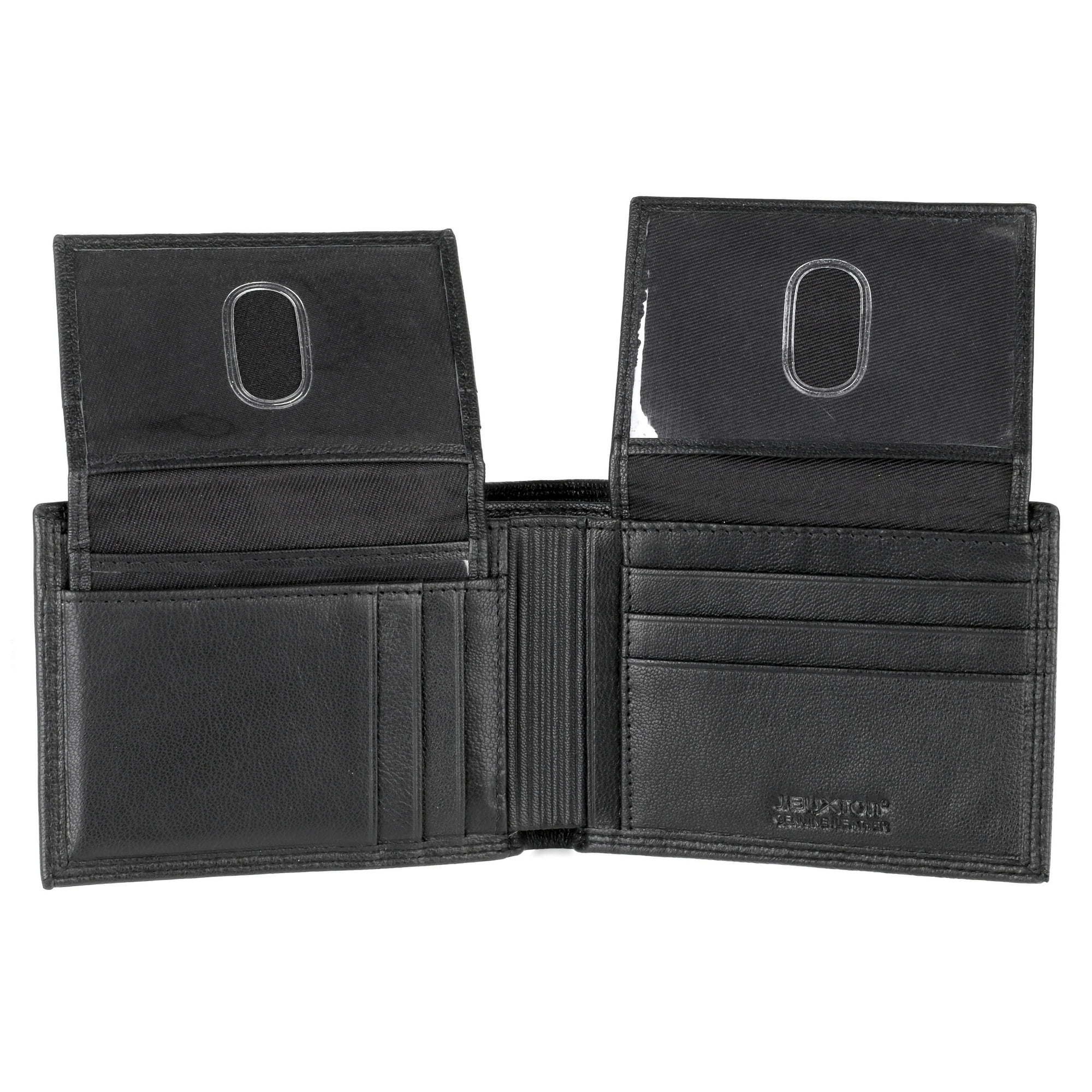 J. Buxton Men's Emblem Double ID Billfold Leather, Black