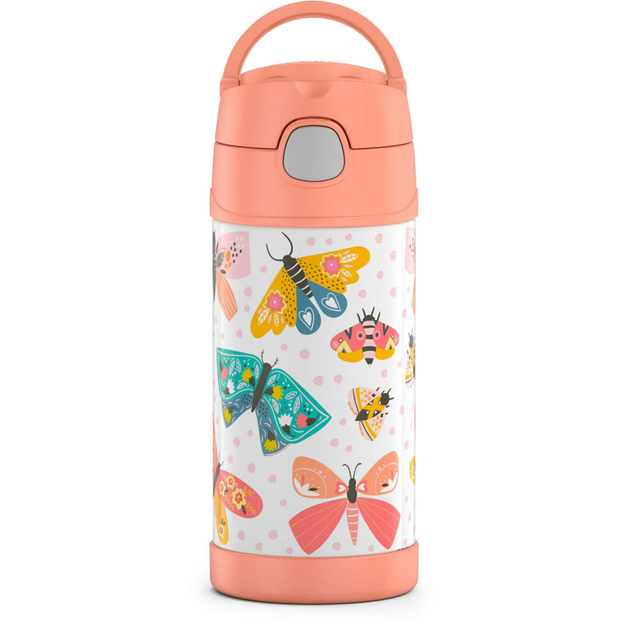 Thermos Kids Stainless Steel Vacuum Insulated Funtainer straw bottle, Butterfly, 12oz